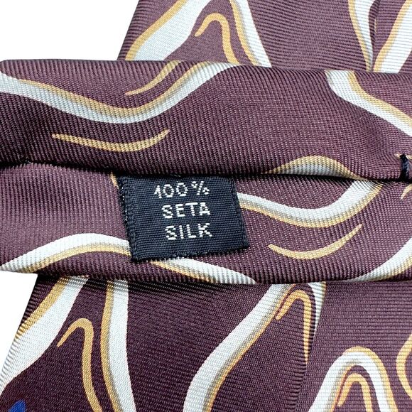 Enrico Coveri Mens Vintage Silk Dress Tie Made in Italy Abstract Design 58" 3.5" - Picture 6 of 10
